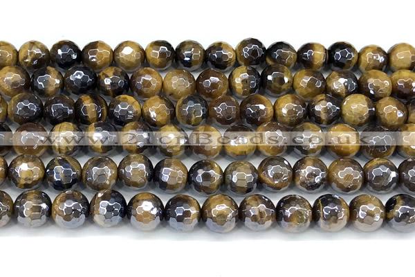 CTE2359 15 inches 8mm faceted round AB-color yellow tiger eye beads