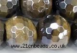 CTE2361 15 inches 12mm faceted round AB-color yellow tiger eye beads