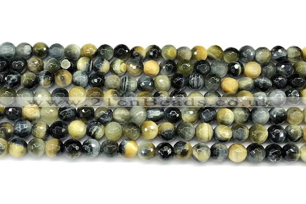 CTE2368 15 inches 6mm faceted round golden & blue tiger eye beads