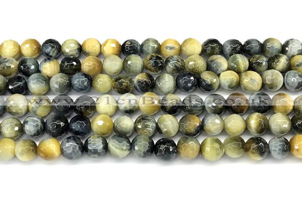 CTE2369 15 inches 8mm faceted round golden & blue tiger eye beads