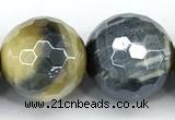 CTE2380 15 inches 14mm faceted round AB-color golden & blue tiger eye beads