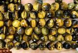 CTE2465 15 inches 10mm faceted round yellow tiger eye beads wholesale