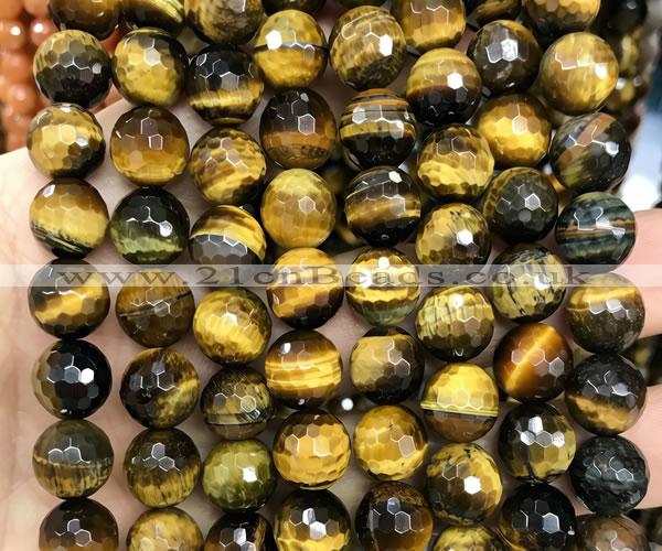 CTE2466 15 inches 12mm faceted round yellow tiger eye beads wholesale