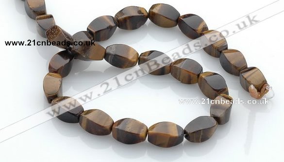 CTE26 8*15mm twisted oval yellow tiger eye beads Wholesale