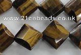 CTE316 15.5 inches 15*15mm faceted diamond yellow tiger eye beads