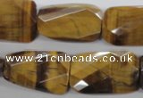 CTE318 18*25mm twisted & faceted rectangle yellow tiger eye beads