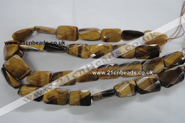 CTE318 18*25mm twisted & faceted rectangle yellow tiger eye beads