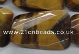 CTE320 25*35mm twisted & faceted rectangle yellow tiger eye beads