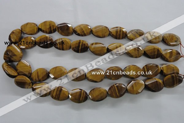 CTE321 15.5 inches 15*20mm twisted & faceted oval yellow tiger eye beads