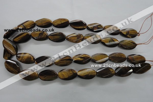 CTE322 15.5 inches 15*25mm twisted & faceted oval yellow tiger eye beads