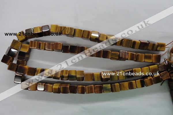 CTE327 15.5 inches 10*10mm cube yellow tiger eye gemstone beads