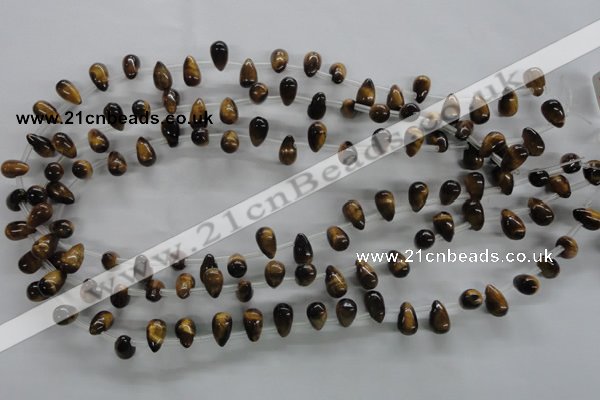 CTE337 Top-drilled 6*10mm teardrop yellow tiger eye gemstone beads