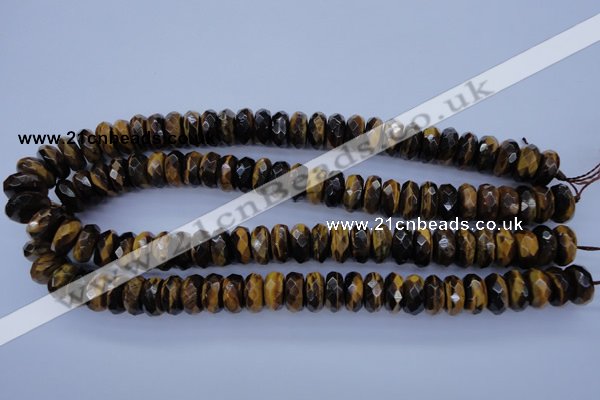 CTE403 15.5 inches 8*14mm faceted rondelle yellow tiger eye beads