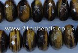 CTE405 15.5 inches 10*18mm faceted rondelle yellow tiger eye beads