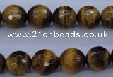 CTE424 15.5 inches 12mm faceted round yellow tiger eye beads