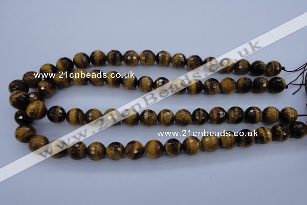 CTE424 15.5 inches 12mm faceted round yellow tiger eye beads