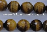 CTE426 15.5 inches 16mm faceted round yellow tiger eye beads