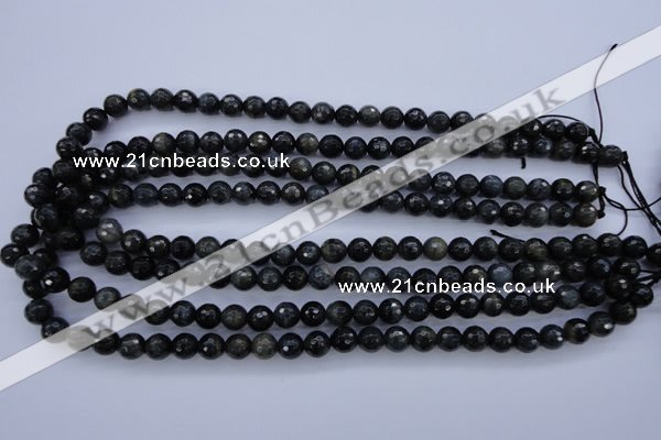 CTE442 15.5 inches 8mm faceted round blue tiger eye beads