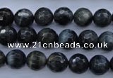 CTE443 15.5 inches 10mm faceted round blue tiger eye beads