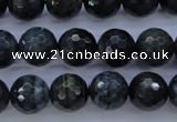 CTE444 15.5 inches 12mm faceted round blue tiger eye beads