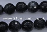 CTE445 15.5 inches 14mm faceted round blue tiger eye beads