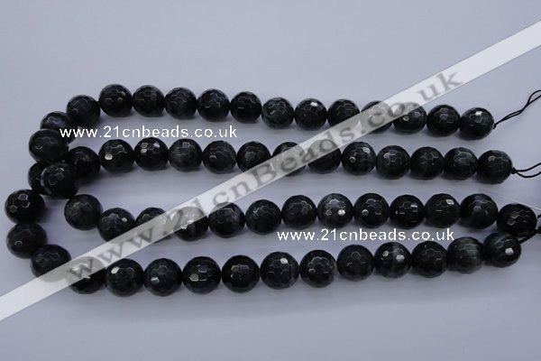 CTE445 15.5 inches 14mm faceted round blue tiger eye beads