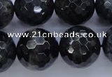 CTE448 15.5 inches 20mm faceted round blue tiger eye beads