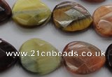 CTE468 15.5 inches 18*20mm faceted flat teardrop mixed tiger eye beads