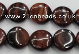 CTE53 15.5 inches 15mm flat round red tiger eye gemstone beads