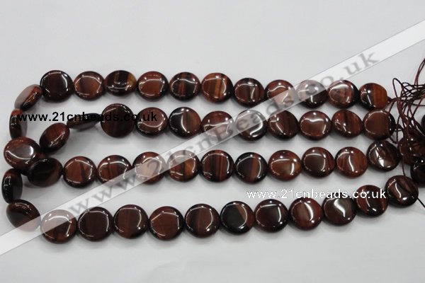 CTE53 15.5 inches 15mm flat round red tiger eye gemstone beads