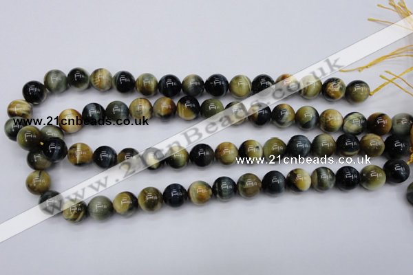 CTE554 15.5 inches 12mm round golden & blue tiger eye beads