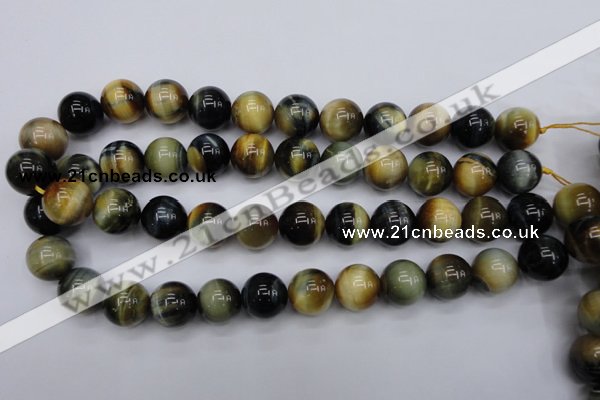 CTE556 15.5 inches 16mm round golden & blue tiger eye beads