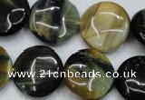 CTE564 15.5 inches 18mm flat round golden & blue tiger eye beads