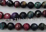 CTE581 15.5 inches 6mm faceted round colorful tiger eye beads