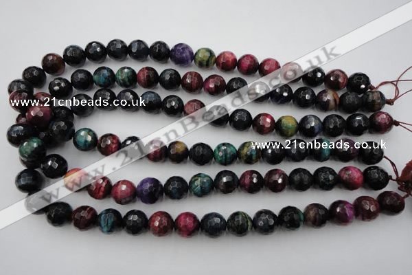 CTE582 15.5 inches 8mm faceted round colorful tiger eye beads