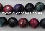 CTE584 15.5 inches 12mm faceted round colorful tiger eye beads