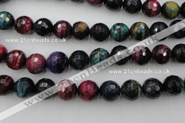 CTE588 15.5 inches 20mm faceted round colorful tiger eye beads