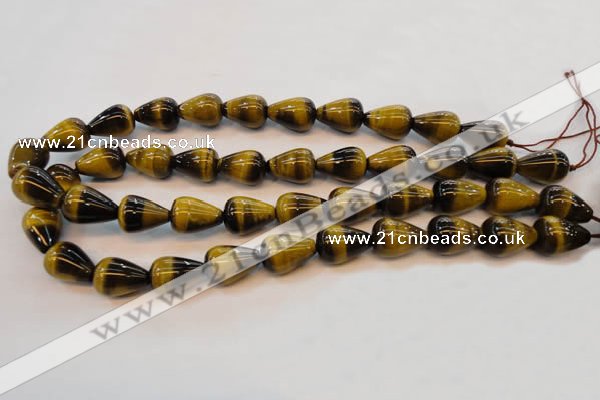 CTE608 15.5 inches 12*16mm teardrop yellow tiger eye beads wholesale