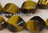 CTE620 15.5 inches 13*18mm twisted rice yellow tiger eye beads wholesale