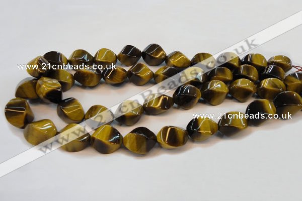 CTE620 15.5 inches 13*18mm twisted rice yellow tiger eye beads wholesale