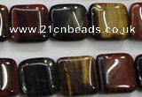 CTE63 15.5 inches 15*15mm square mixed tiger eye gemstone beads