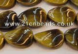 CTE638 15.5 inches 13*18mm twisted oval yellow tiger eye beads wholesale