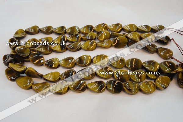 CTE638 15.5 inches 13*18mm twisted oval yellow tiger eye beads wholesale