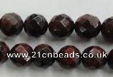 CTE704 15.5 inches 12mm faceted round red tiger eye beads