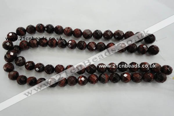 CTE704 15.5 inches 12mm faceted round red tiger eye beads