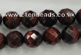 CTE705 15.5 inches 14mm faceted round red tiger eye beads