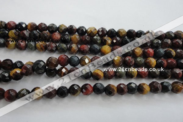 CTE711 15.5 inches 6mm faceted round mixed color tiger eye beads