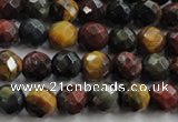 CTE712 15.5 inches 8mm faceted round mixed color tiger eye beads