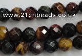 CTE713 15.5 inches 10mm faceted round mixed color tiger eye beads