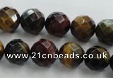 CTE714 15.5 inches 12mm faceted round mixed color tiger eye beads